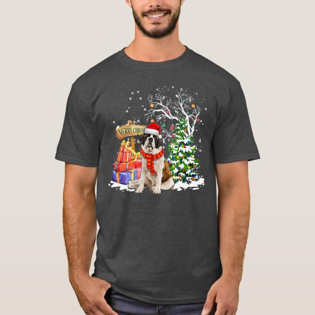 Camiseta Engraçado Santo Bernard Papais noeis Cachorro de N (Frente)