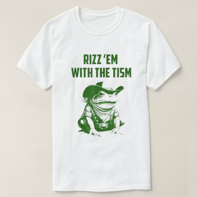Camiseta Engraçado Sapo Rizz Em Com A Citação Engraçada Do  (Frente do Design)