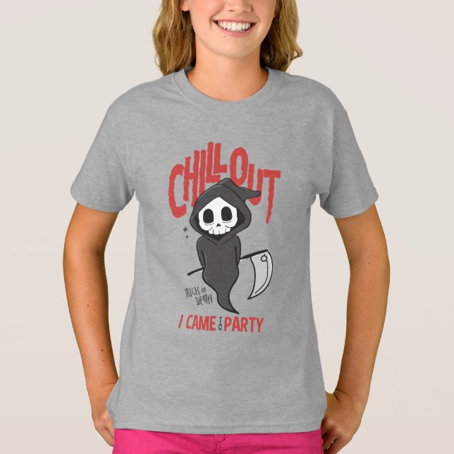 Camiseta Engraçado Sarcástico GrimReaper Figurino de Festa  (Frente)