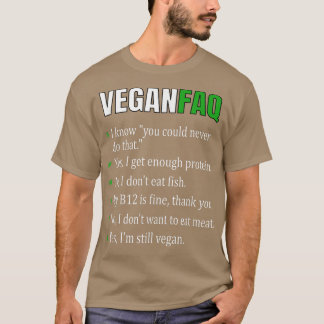 Camiseta Engraçado Sarcástico Vegan FAQ Engraçado Vegan Veg