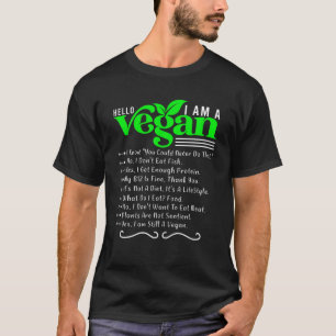 Camiseta Engraçado Sarcástico Vegan - Olá, sou um Vegan 