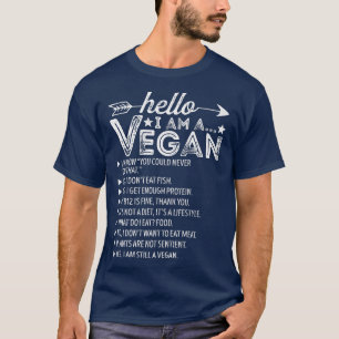Camiseta Engraçado Sarcástico Vegetariano Olá Sou um Vegan