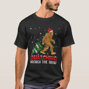 Camiseta Engraçado Sasquatch Natal Esmagando Bigfoot Xmas