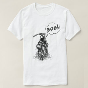 Camiseta Engraçado Scary Spooky Grim Reaper com Synthe Boo