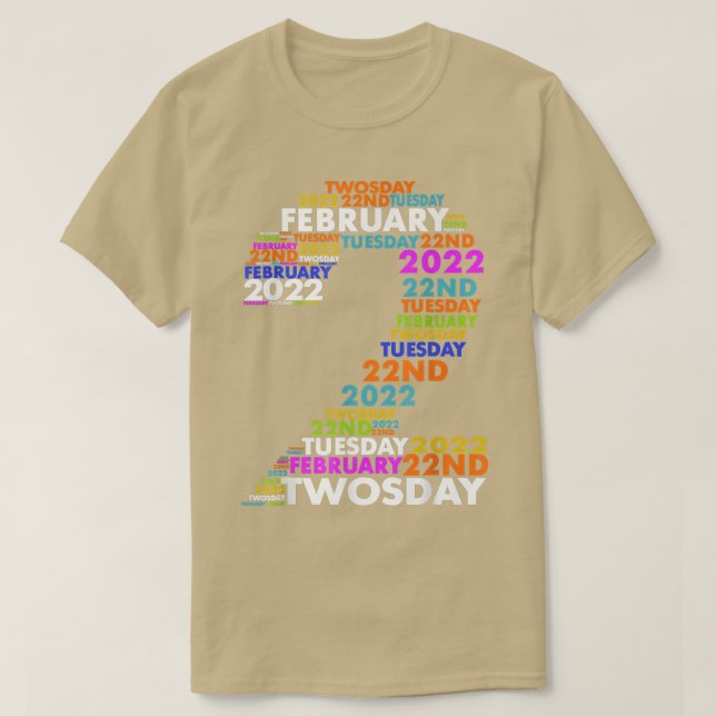Camiseta Engraçado segundo de fevereiro de 2022 2222 Feliz  (Frente do Design)