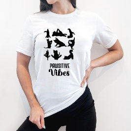Camiseta Engraçado Seis Gatos Posições De Ioga