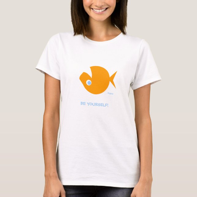Camiseta Engraçado Seja Você Mesmo Cartoon De Cabeça Para B (Frente)