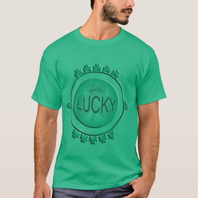 Camiseta Engraçado Sentir Rua Sortuda. Patricks Day Mens T  (Frente)