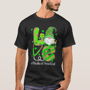 Camiseta Engraçado Shamrock Gnomo Love Assistente Médico