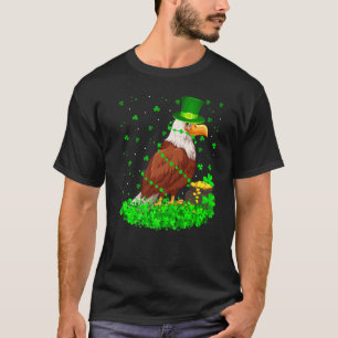 Camiseta Engraçado Shamrock Leprechaun Hat Eagle Bird Rua P