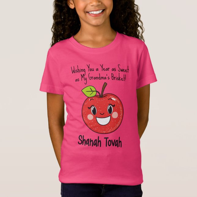 Camiseta 🍎 Engraçado Shanah Tovah com texto personalizado (Frente)