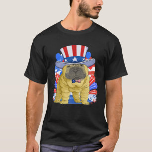 Camiseta Engraçado Shar-Pei Chinês 4 De Julho Tio Sam Mer