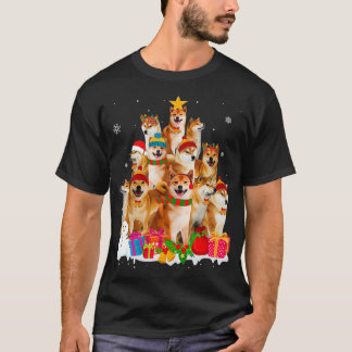 Camiseta Engraçado Shiba Inu Árvore de Natal Pet Dog Dover 