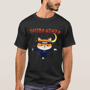 Camiseta Engraçado Shiba Inu Cão Uni Voa Ninja Karate Mes