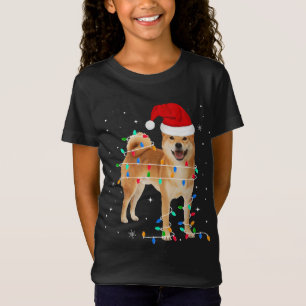 Camiseta Engraçado Shiba Inu Natal Luz Oferece Xmas