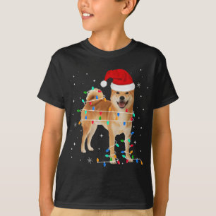 Camiseta Engraçado Shiba Inu Natal Luz Oferece Xmas