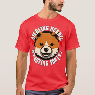 Camiseta Engraçado Shiba Inu Roubando Corações Explosivos C