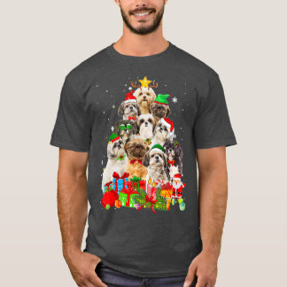 Camiseta Engraçado Shih Tzu Árvore de Natal Luzes de Cachor