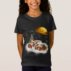 Camiseta Engraçado Shih Tzu Cachorro Neve Red Truck Natal