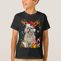 Engraçado Shih Tzu Christmas Reindeers Luzes de Na