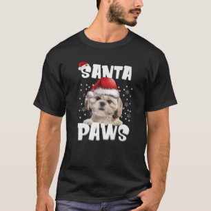 Camiseta Engraçado Shih Tzu Natal Luz Árvore Cachorro Sobre