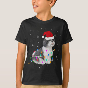 Camiseta Engraçado Shih Tzu Natal Luz Oferece Xmas
