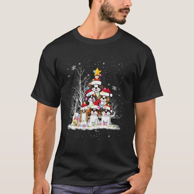 Camiseta Engraçado Shih Tzu Tree Luzes De Presente Para Cac (Frente)