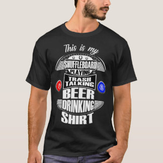 Camiseta Engraçado Shuffleboard Jogando Liga Bebendo De Cer