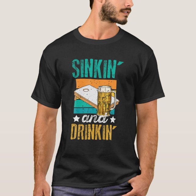Camiseta Engraçado Sinkin' E Bebendo Bebendo De Cerveja Cor (Frente)