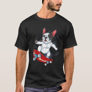 Camiseta Engraçado Skateboard Francês Buldogue Francês Cach