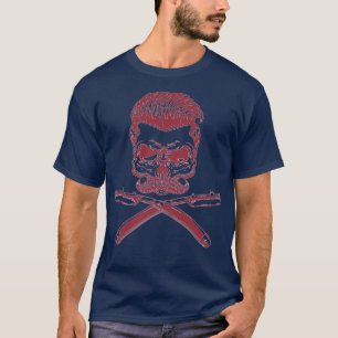 Camiseta Engraçado Skeleton Barber - Design de cabeçaBarber