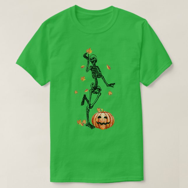 Camiseta Engraçado Skeleton Dancing Call Deixa Pumpkin Hall (Frente do Design)
