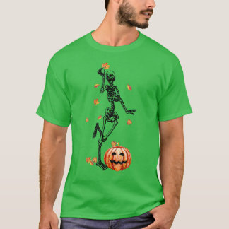 Camiseta Engraçado Skeleton Dancing Call Deixa Pumpkin Hall