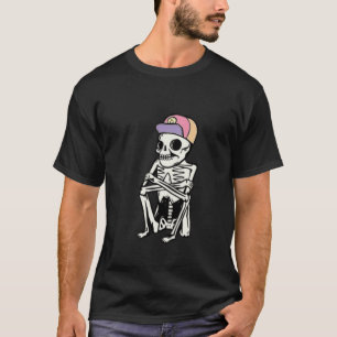 Camiseta Engraçado Skeleton esperando