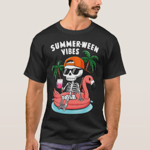 Camiseta Engraçado Skeleton Flamingo Summerentre Vibes Hall