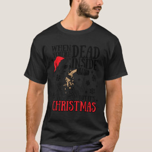 Camiseta Engraçado Skeleton Morto de Natal Mas é Holi