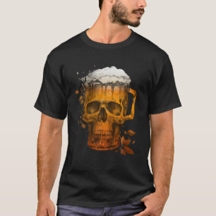Camiseta Engraçado Skeleton Skull Bebendo Beer Halloween