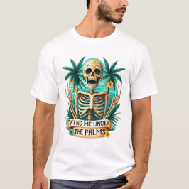 Camiseta Engraçado Skeleton Summer Vibes
