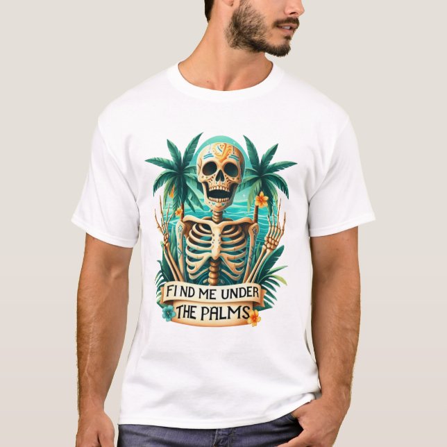 Camiseta Engraçado Skeleton Summer Vibes (Frente)