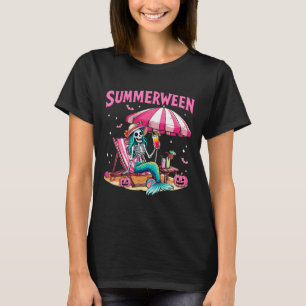 Camiseta Engraçado Skeleton Summerentre Mermaid Beach Hallo