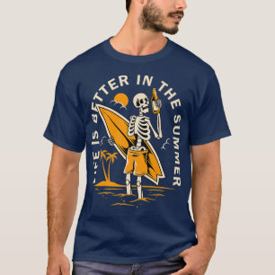 Camiseta Engraçado Skeleton Surfer Engraçado Onda Custo do 