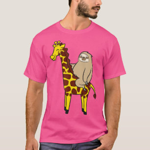 Camiseta Engraçado Sloth Andando em Girafa Crianças Girafas