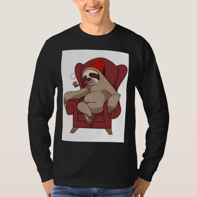 Camiseta Engraçado Sloth Cadeira (Frente)