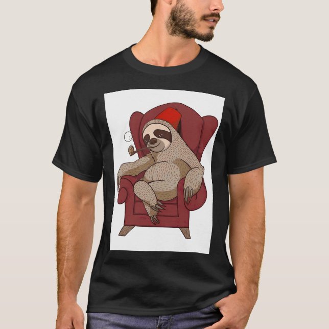 Camiseta Engraçado Sloth Cadeira (Frente)