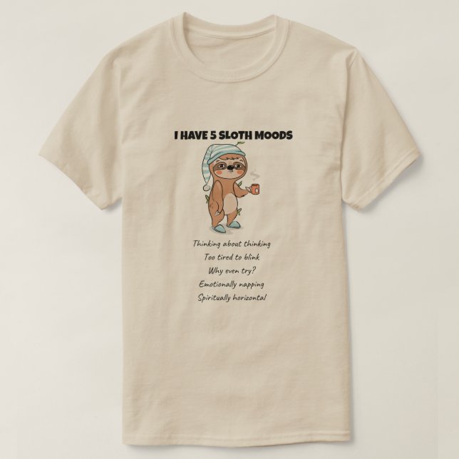 Camiseta Engraçado Sloth Cita Preguiçoso Humor Animal Efici (Frente do Design)