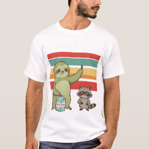 Camiseta Engraçado Sloth e raccon Lazy Comic Animal de esti