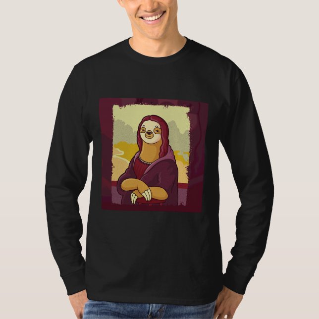 Camiseta Engraçado Sloth Monalisa (Frente)