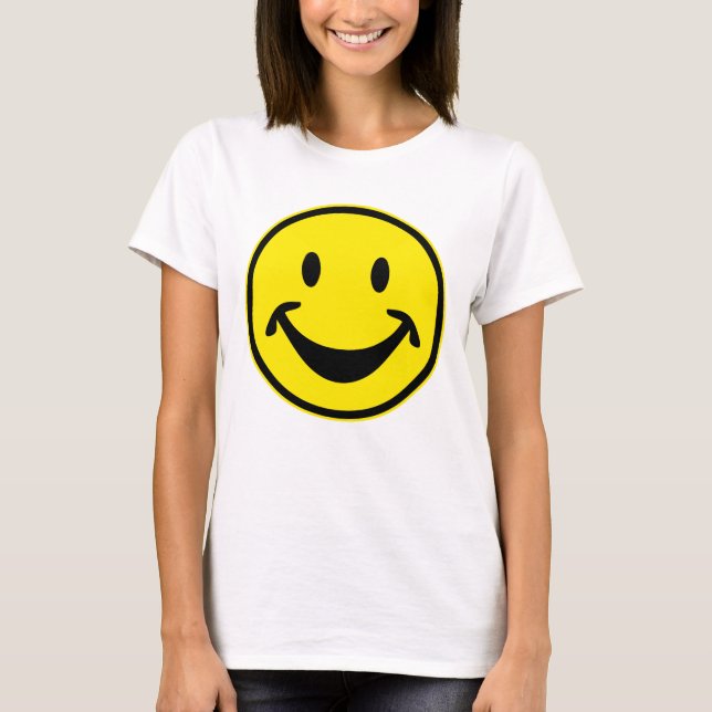 Camiseta Engraçado Smiley Amarelo + seu traseiro. & ideias (Frente)