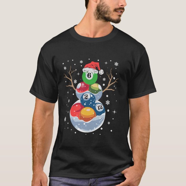 Camiseta Engraçado snooker Xmas Piscina Mesa Santa Hat Bill (Frente)