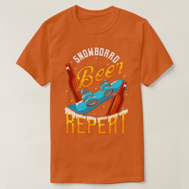 Camiseta Engraçado Snowboard Beer Repete Snowboard (Frente do Design)